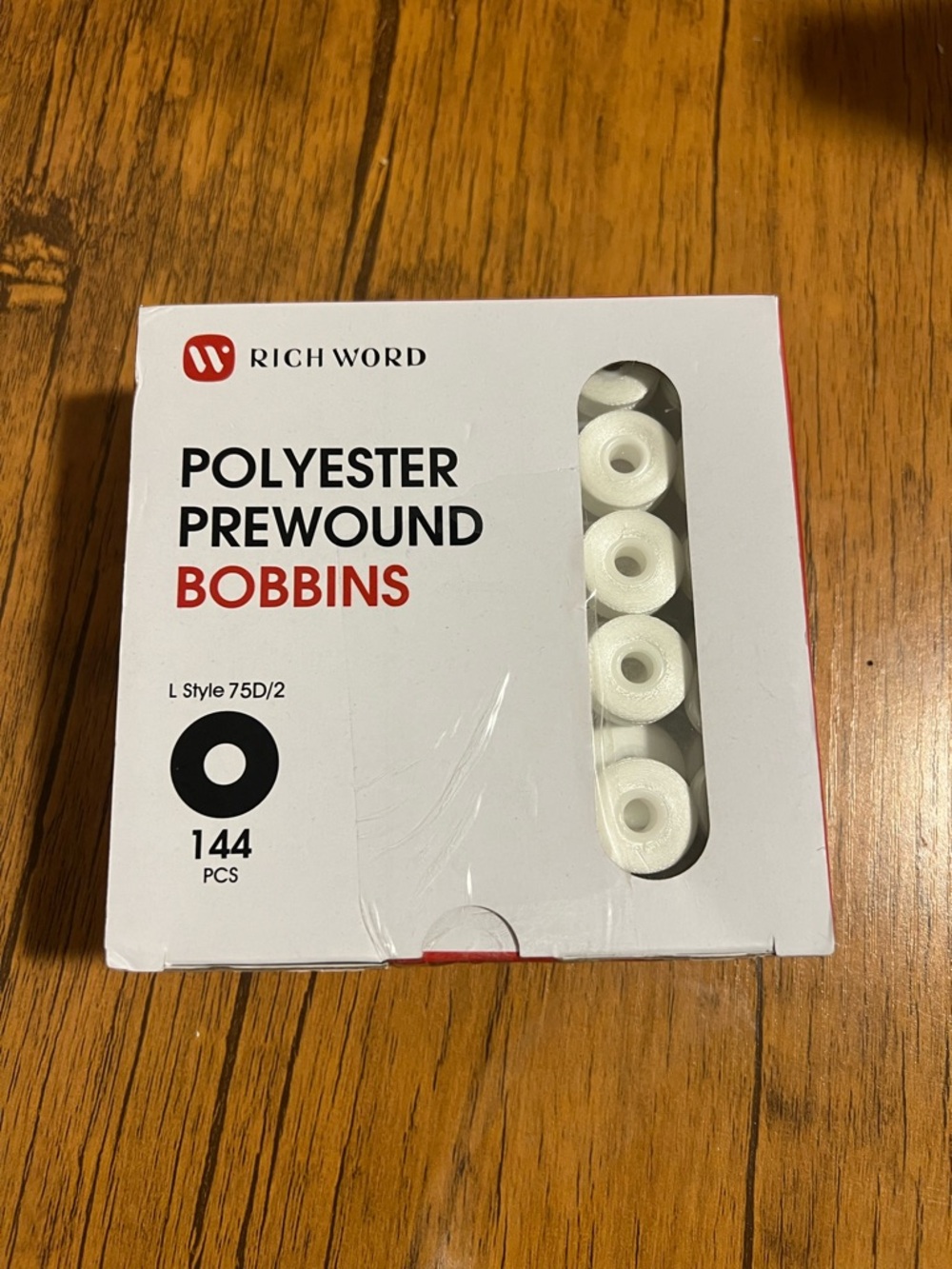 Rich Word White Polyester Prewound Bobbins - L style 75D/2, Only 141 Left!!